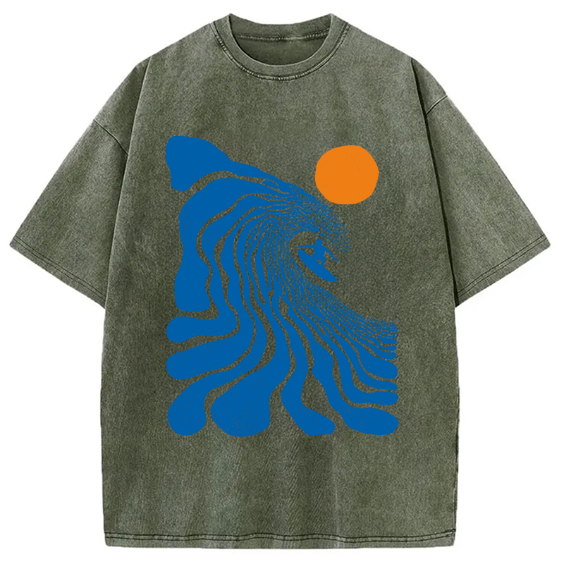Modecanvas Surfing Time DTG Printing Washed T-Shirt