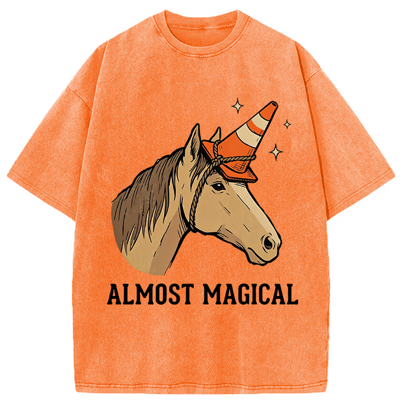 Modecanvas Almost Magical Horse DTG Printing Washed T-Shirt