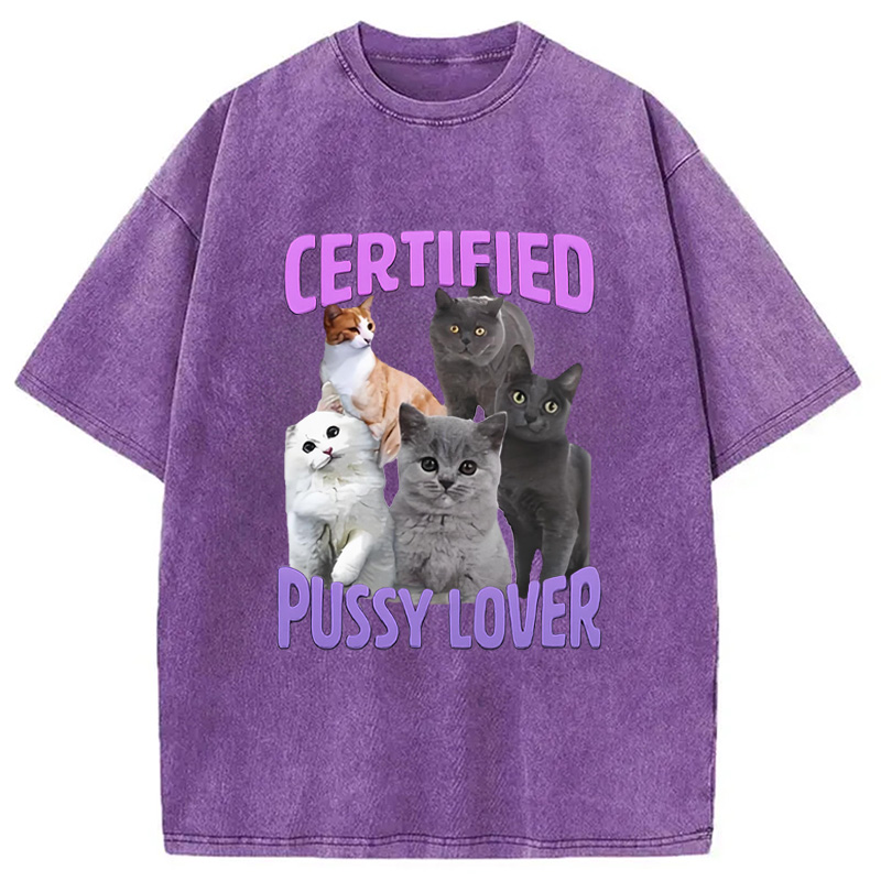 Modecanvas Certified Pussy Lover Washed T-Shirt