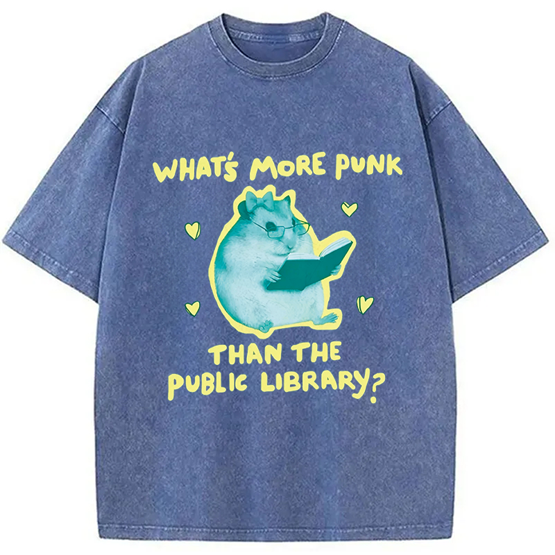 Modecanvas Public Library Rat Punk DTG Printing Washed T-Shirt