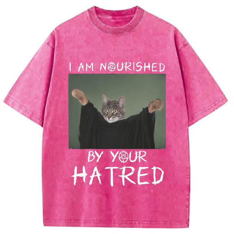 Modecanvas Funny Gothic Cat DTG Printing Washed T-Shirt