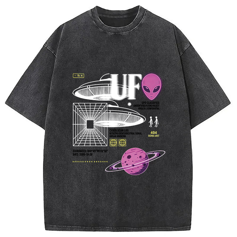 Modecanvas Cosmic Signal Alien Archive DTG Printing Washed T-Shirt
