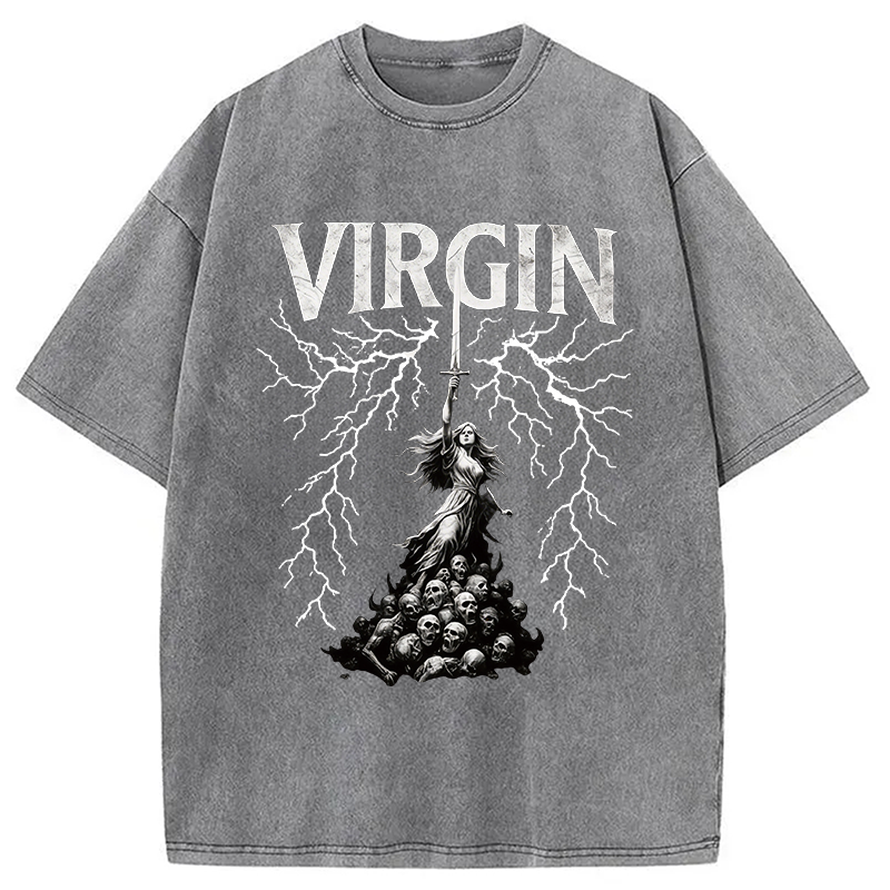 Modecanvas Virgin Maiden Gothic DTG Printing Washed T-Shirt
