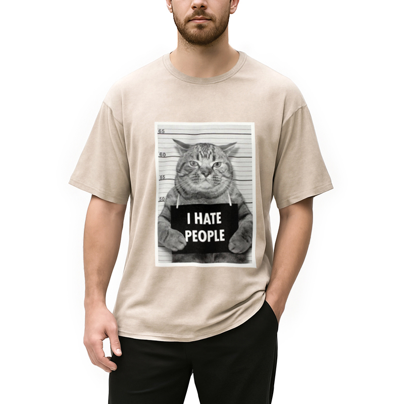 Modecanvas I Hate People Washed T-Shirt