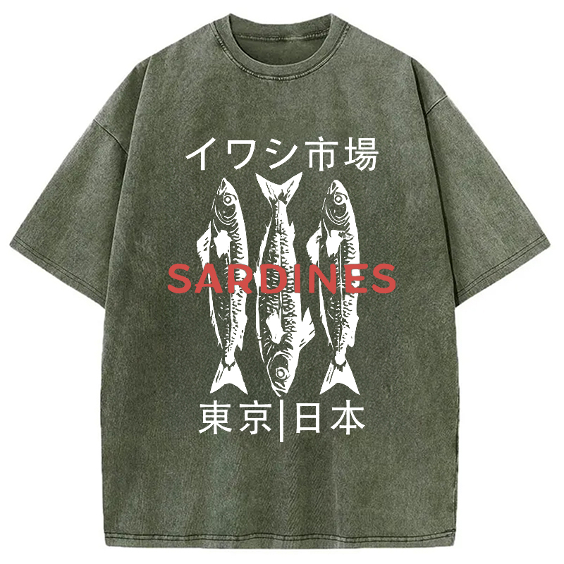 Modecanvas Japan Sardines Market Washed T-Shirt
