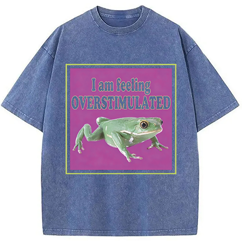 Modecanvas I Am Feeling Overstimulated DTG Printing Washed T-Shirt