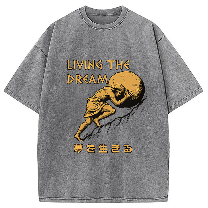 Modecanvas Living The Dream Meme Washed T-Shirt