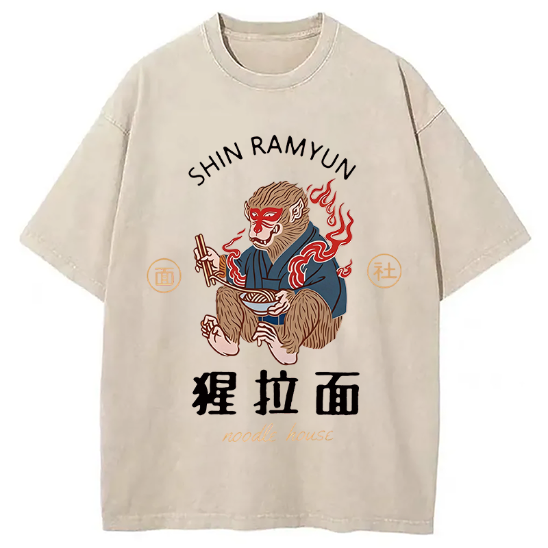 Modecanvas Shin Ramyun DTG Printing Washed T-Shirt