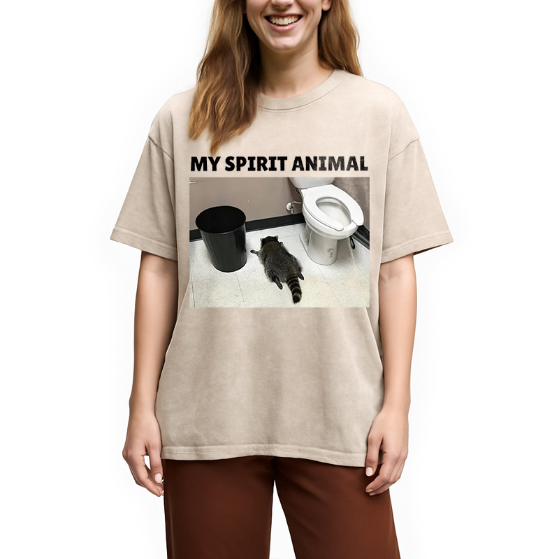Modecanvas My Spirit Animal DTG Printing Washed T-Shirt