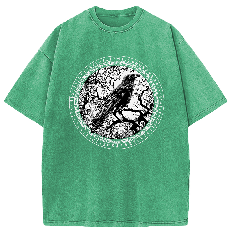 Modecanvas Circle of the Raven DTG Printing Washed T-Shirt