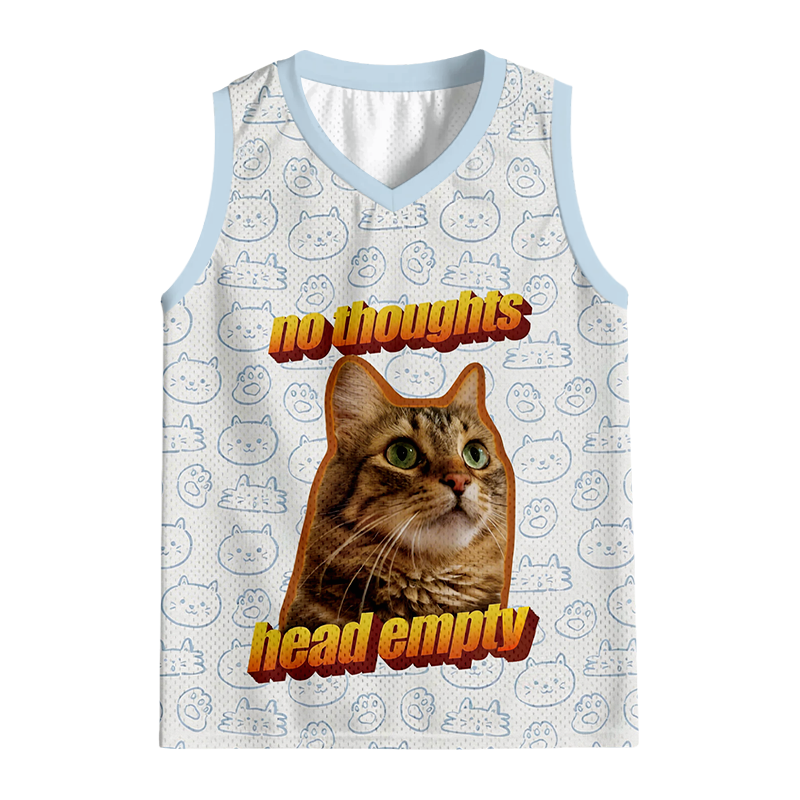 Modecanvas No Thoughts Head Empty Cat Meme Jersey Tank