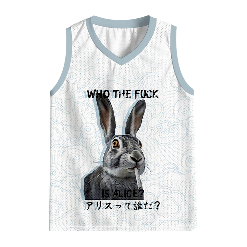 Modecanvas Who The Fvck Is Alice Funny Rabbit Smoking Jersey Tank