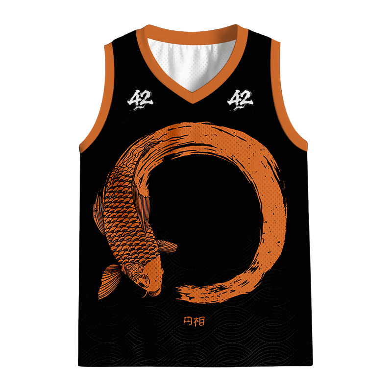 Modecanvas Orange Koi Fish Circle Jersey Tank