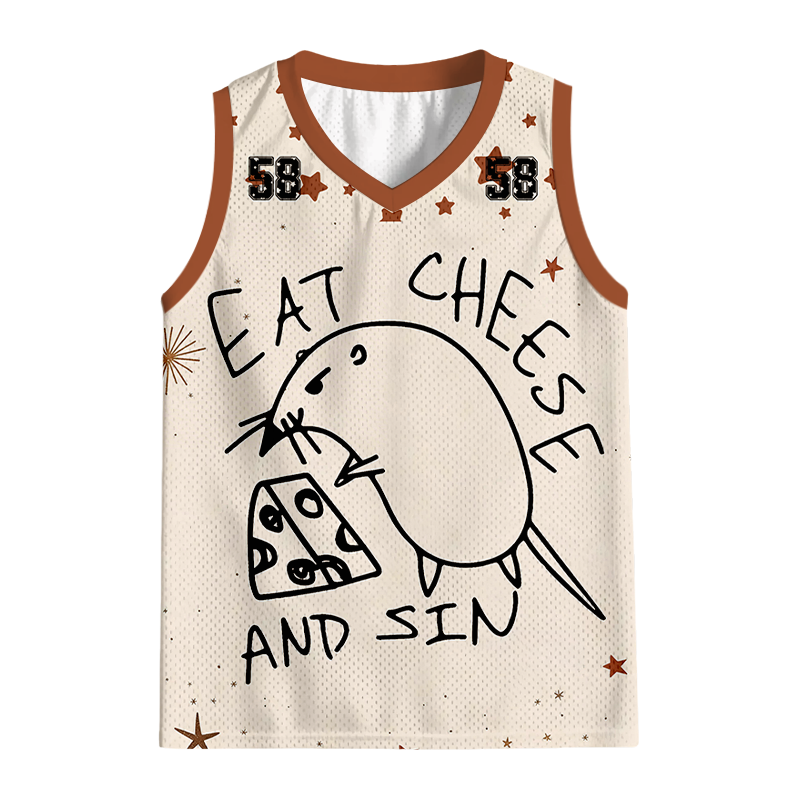 Modecanvas Eat Cheese And Sin Meme Jersey Tank