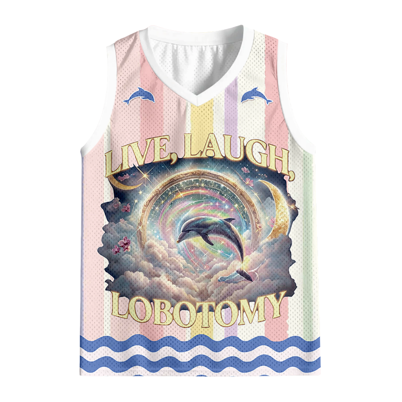 Modecanvas Live Laugh Lobotomy Funny Dolphin Meme Jersey Tank