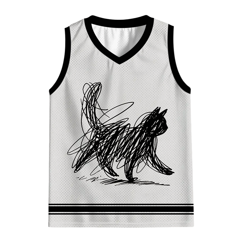 Modecanvas Minimalist Cat Art Jersey Tank