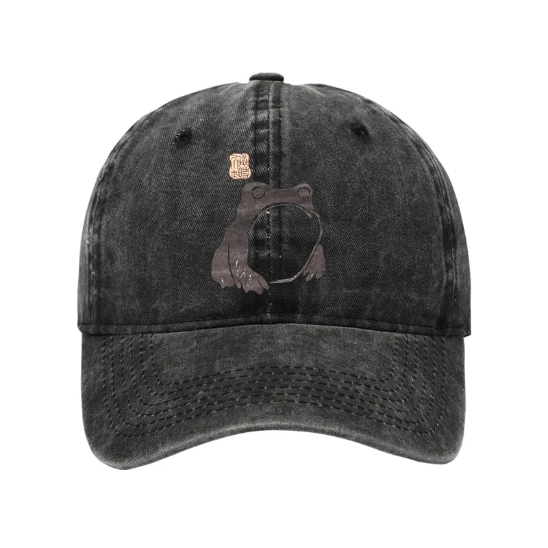 Modecanvas Matsumoto Hoji Woodblock Print Frog Washed Cap-modecanvas