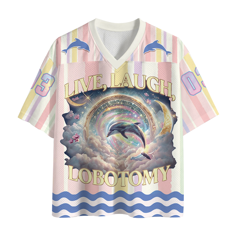 Modecanvas Live Laugh Lobotomy Funny Dolphin Meme Mesh Jersey-modecanvas