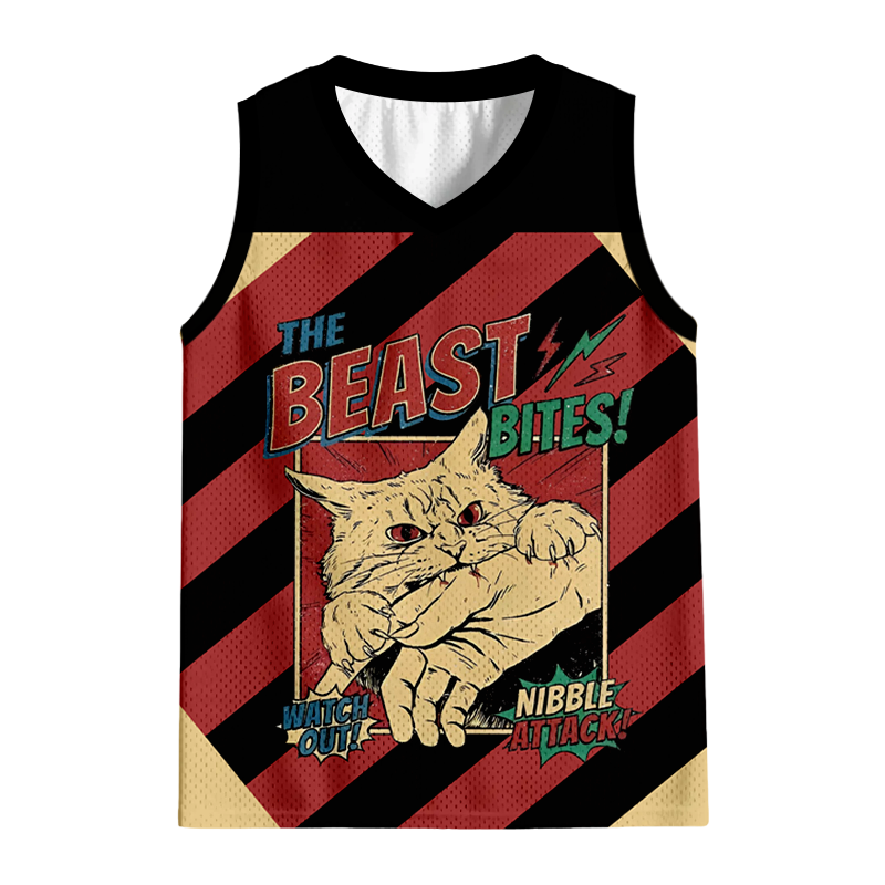 Modecanvas Vintage Horror Cat Bite Jersey Tank