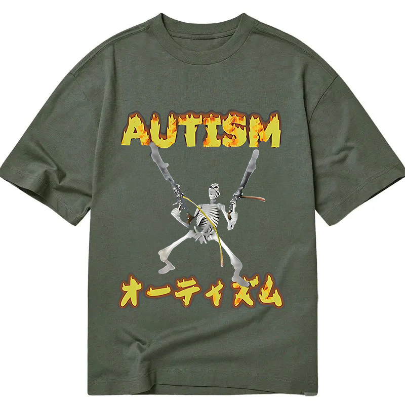 Modecanvas Autism Funny Skeleton DTG Printing Classic T-Shirt-modecanvas