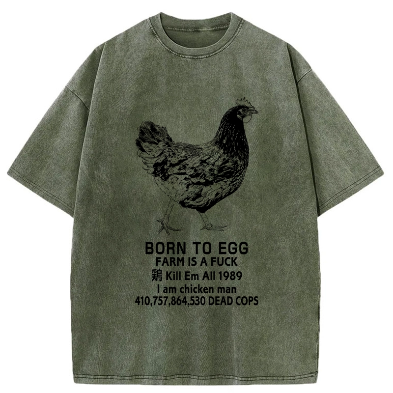 Modecanvas Born To Egg Washed T-Shirt-modecanvas