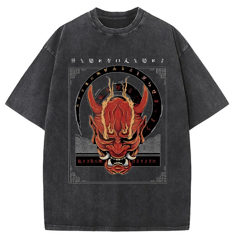 Modecanvas Japanese Horror Masks Washed T-Shirt