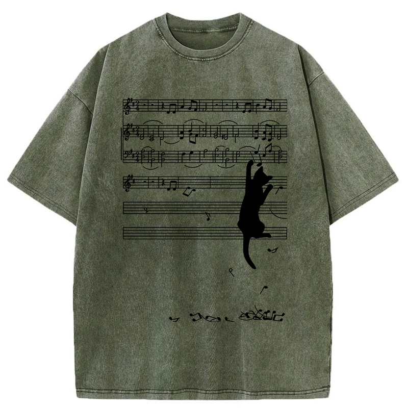 Modecanvas Black Cat Sabotage Washed T-Shirt