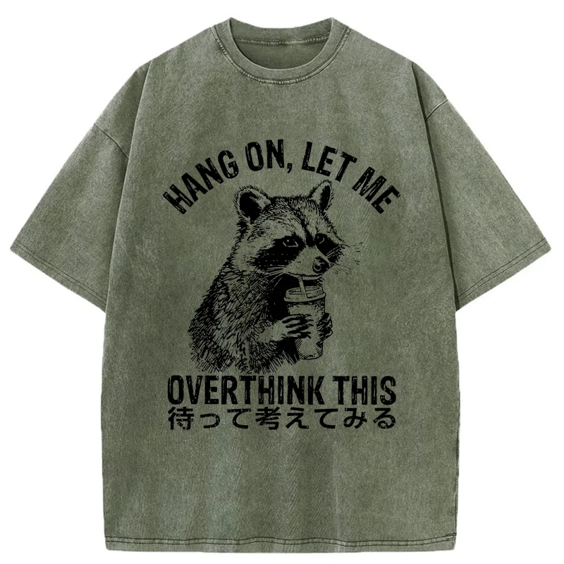 Modecanvas Overthink Raccoon Washed T-Shirt-modecanvas