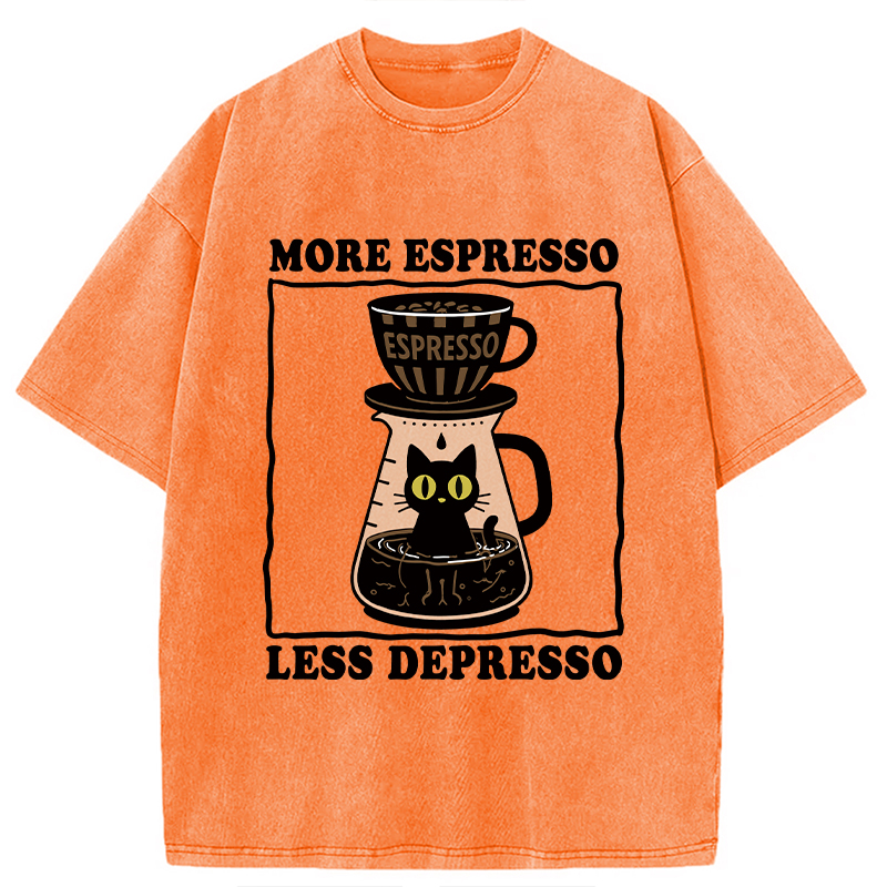 Modecanvas Cats And Coffee Washed T-Shirt
