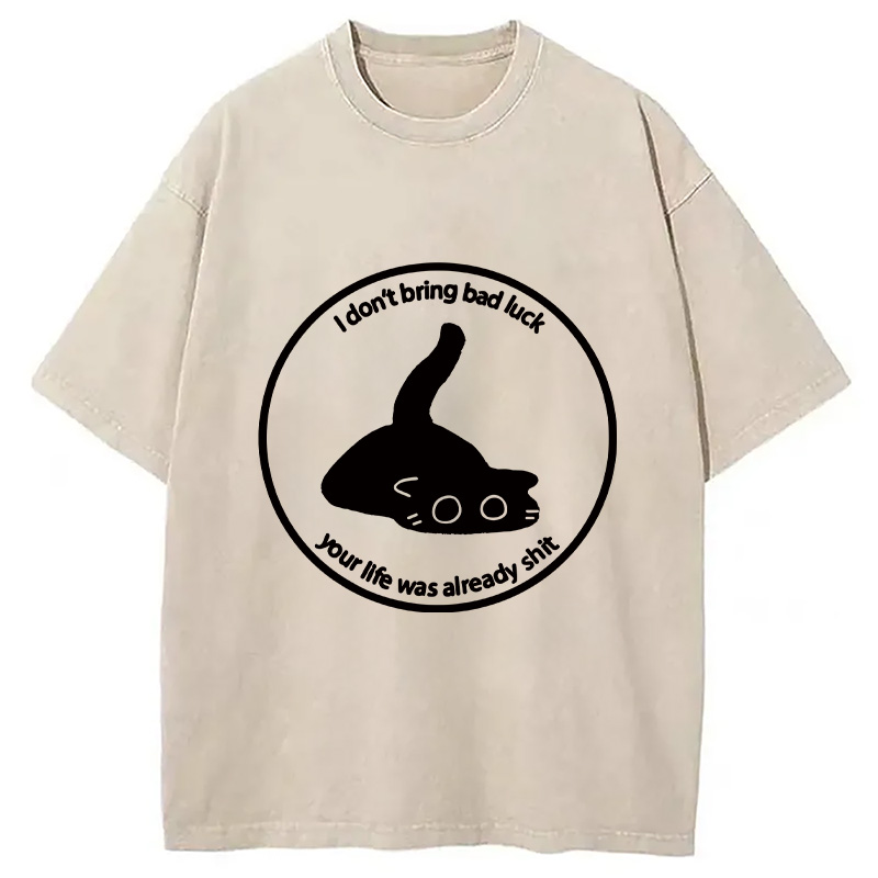 Modecanvas Cat Are Not The Source Of Bad Luck Washed T-Shirt
