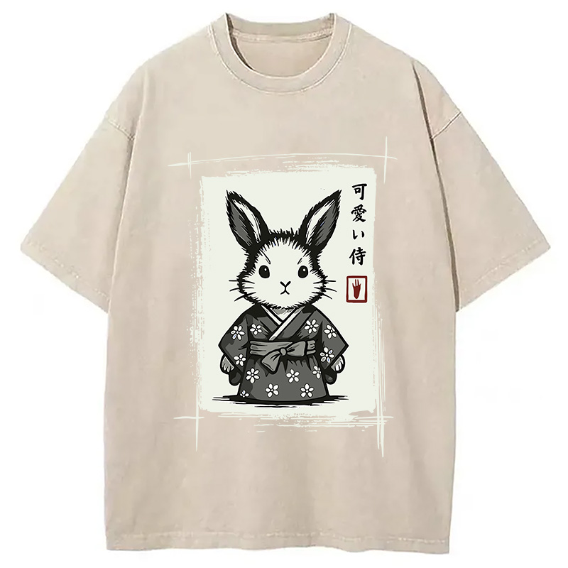Modecanvas Woodcut Bunny Washed T-Shirt
