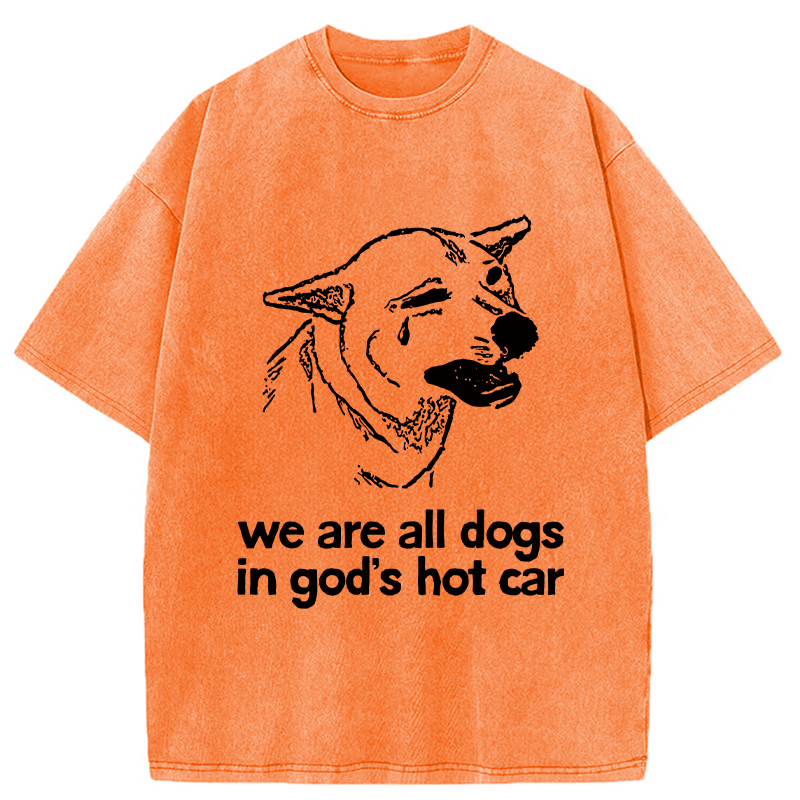 Modecanvas Sad Dog Funny Washed T-Shirt-modecanvas