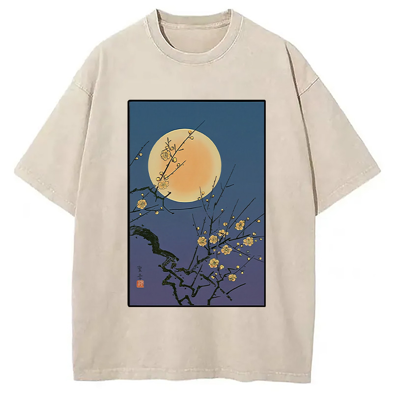 Modecanvas Vintage Moon Painting Washed T-Shirt