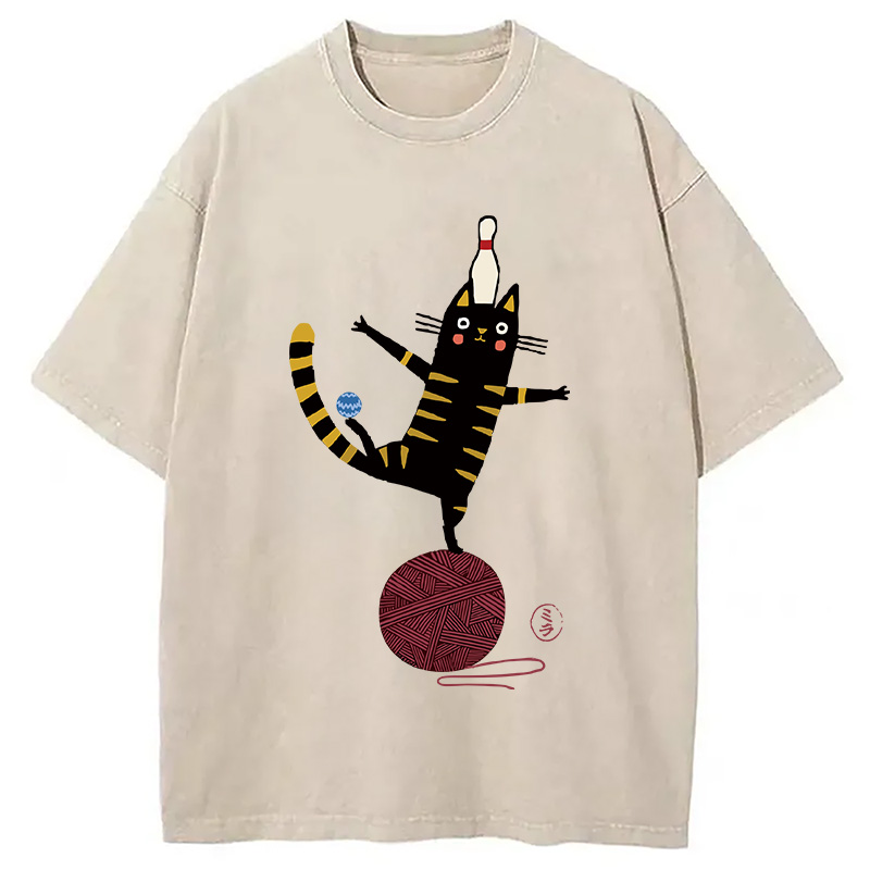 Modecanvas Acrobatic Kitten Washed T-Shirt