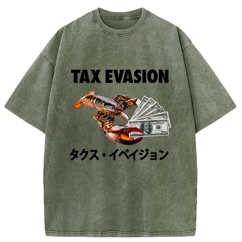 Modecanvas Tux Evasion Funny Washed T-Shirt-modecanvas