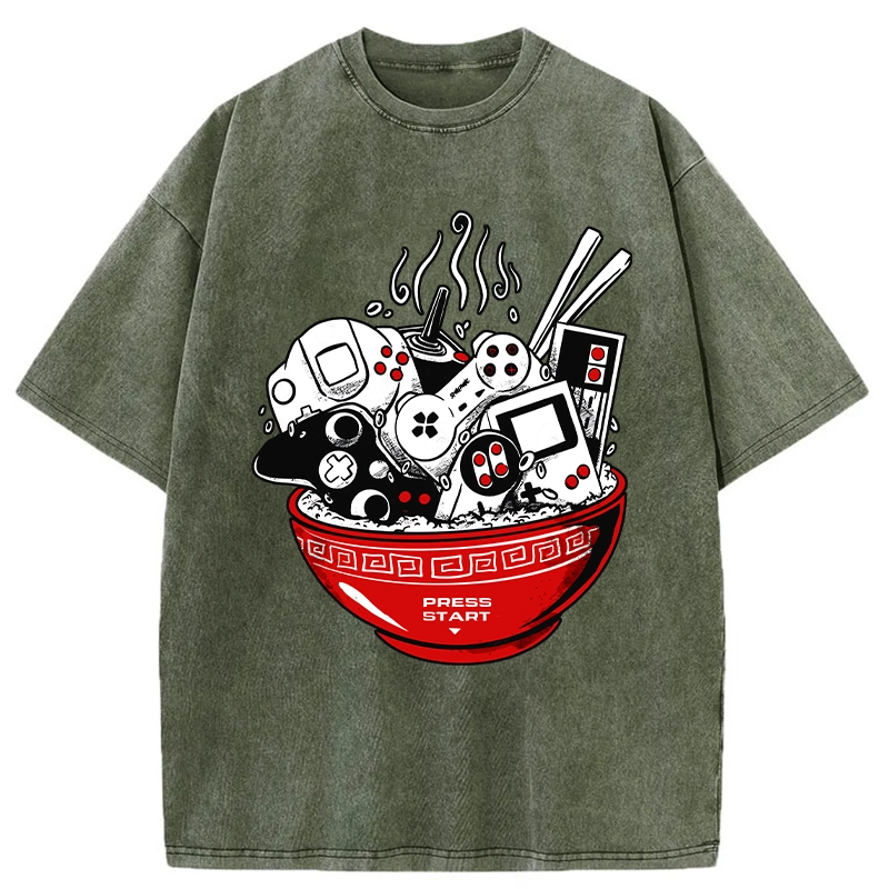 Modecanvas Press To Start The Game Washed T-Shirt