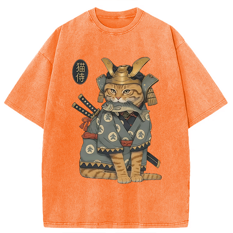 Modecanvas Cat Japanese Genera Washed T-Shirt