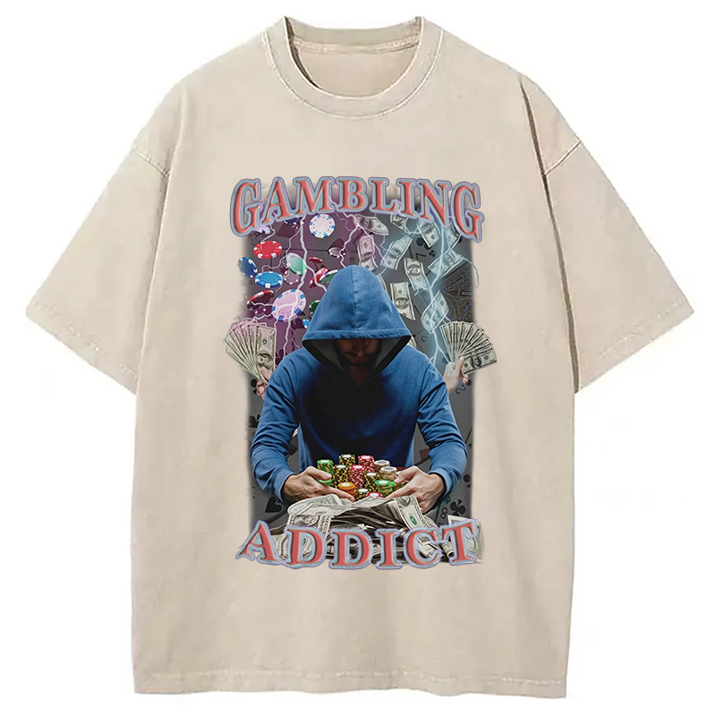Modecanvas Gambling Addict Washed T-Shirt