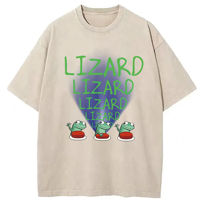 Modecanvas Lizard Lizard Lizard Meme Washed T-Shirt