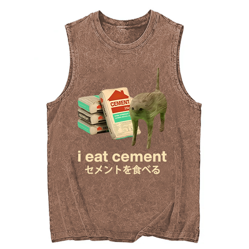 Modecanvas I Eat Cement DTG Printing Washed Tank-modecanvas