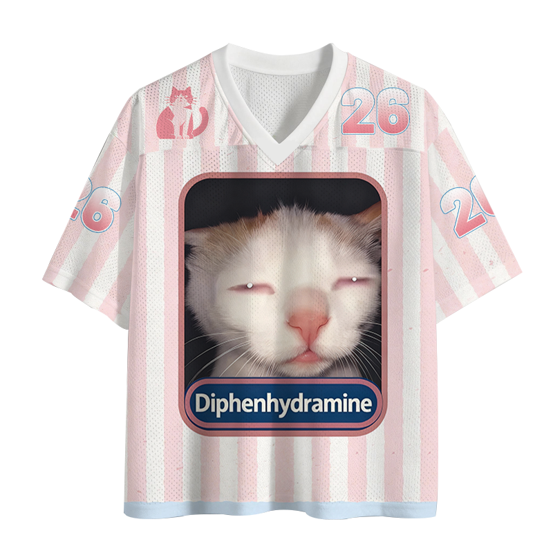 Modecanvas Diphenhydramine Cat Meme Mesh Jersey-modecanvas