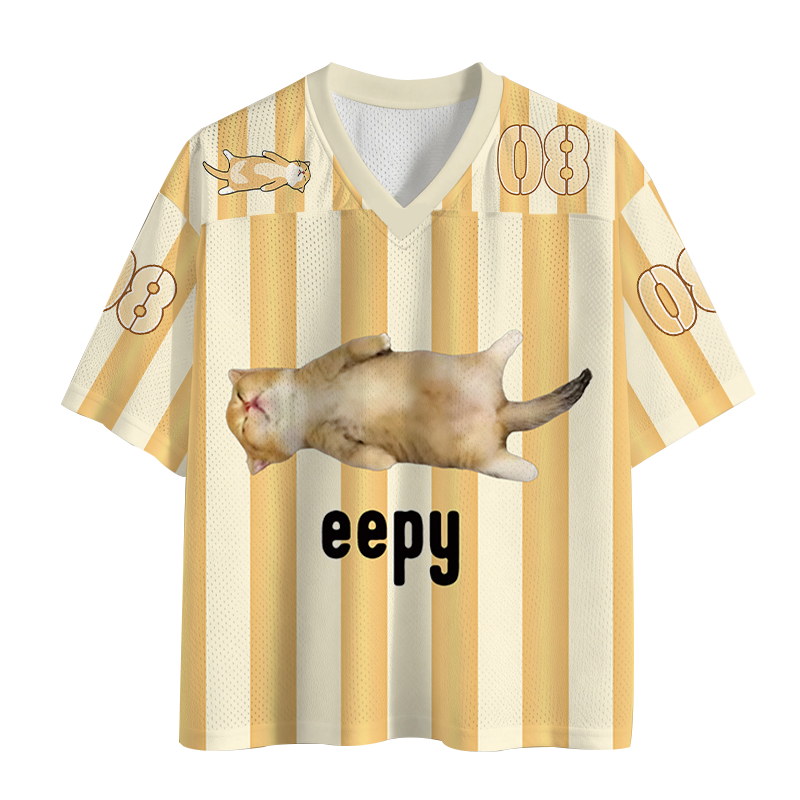 Modecanvas Silly Sleepy Cat Meme Mesh Jersey-modecanvas
