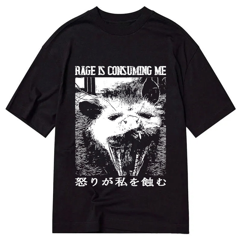 Modecanvas Rage Is Consuming Me Opossum DTG Printing Classic T-Shirt-modecanvas