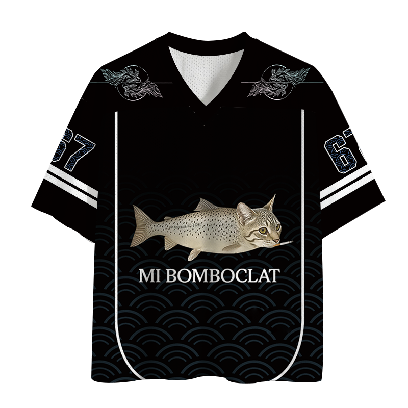 Modecanvas Bomboclat Fish Cat Meme Mesh Jersey-modecanvas