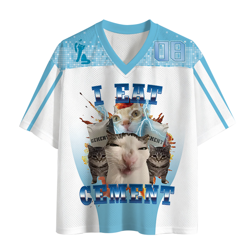 Modecanvas I Eat Cement Funny Cat Meme Mesh Jersey-modecanvas