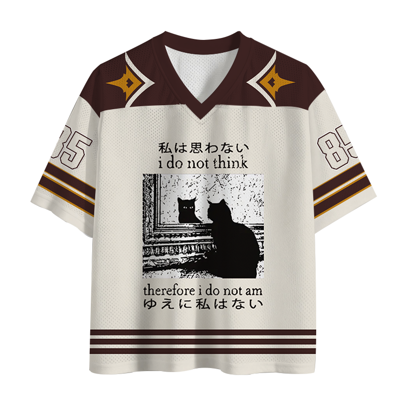 Modecanvas Thinking Cat Mesh Jersey-modecanvas
