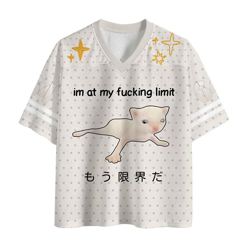 Modecanvas Cat Reaching Its Limit Mesh Jersey-modecanvas