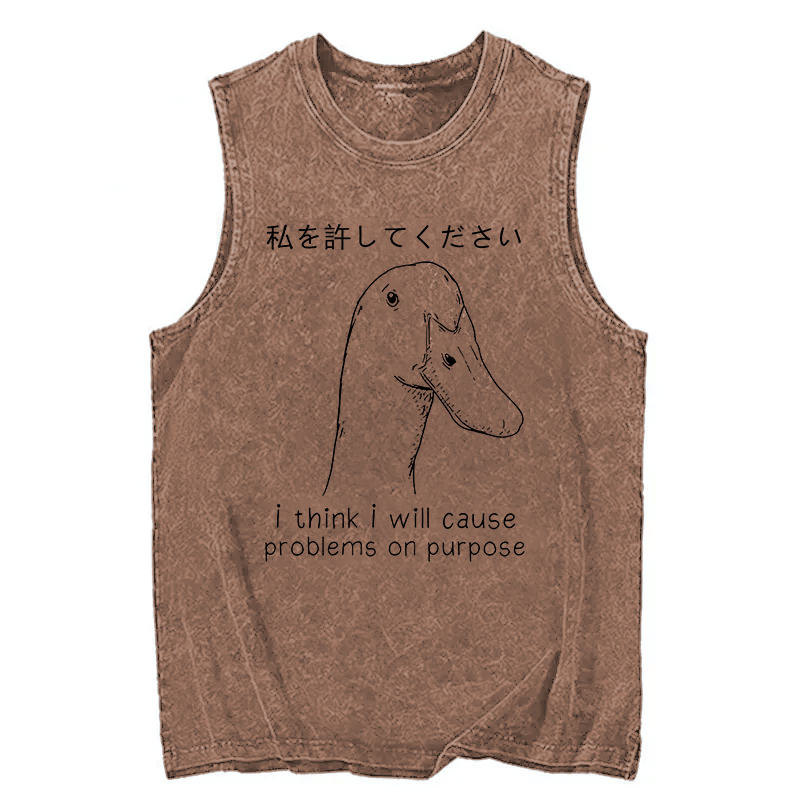 Modecanvas Stupid Goose Funny DTG Printing Washed Tank-modecanvas
