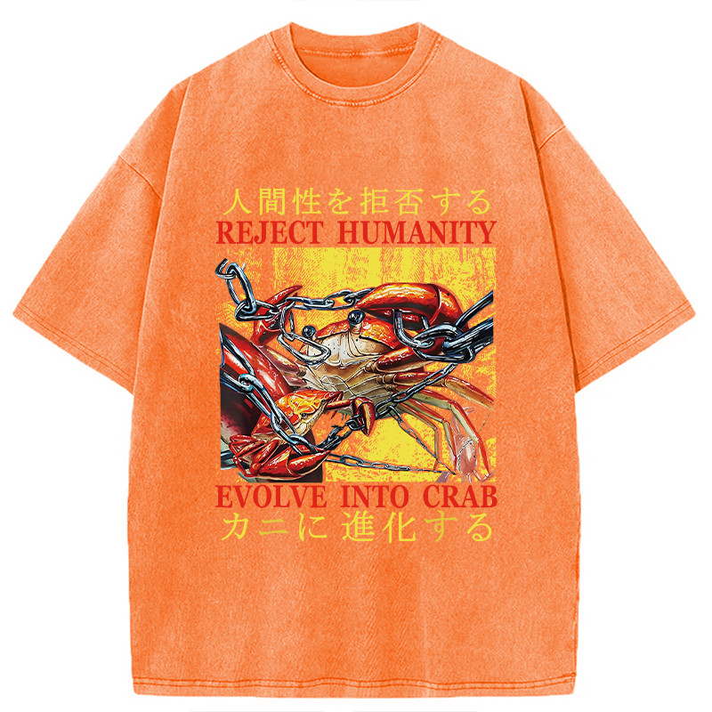 Modecanvas Japanese Funny Crab Meme Washed T-Shirt