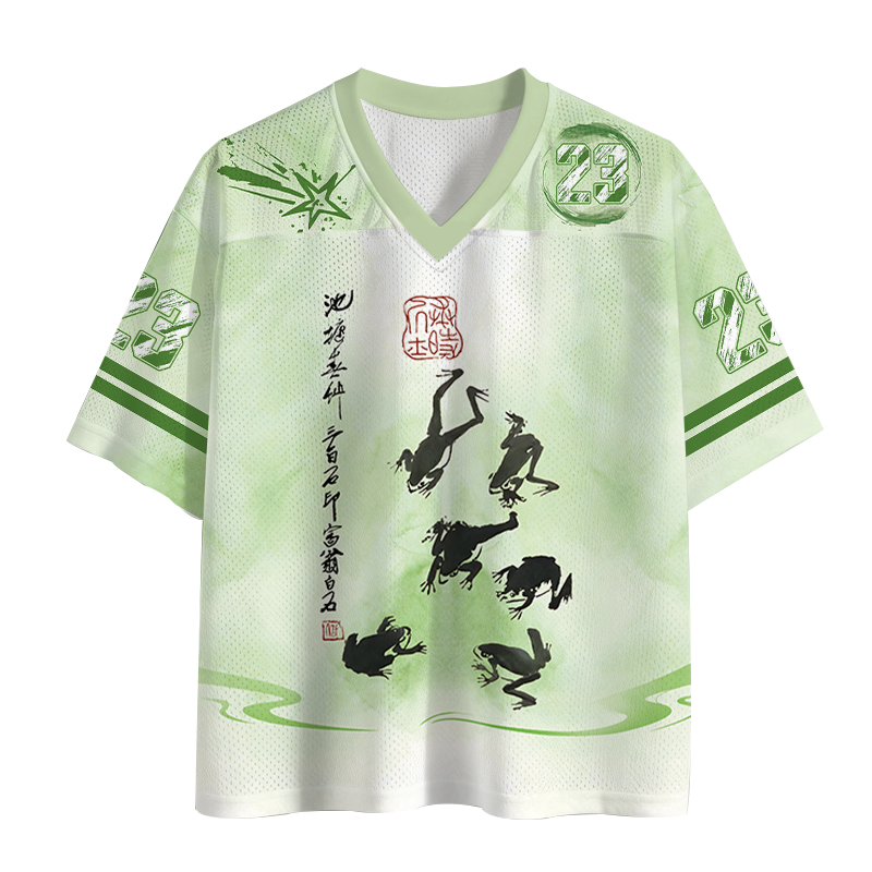 Modecanvas Retro Japan Frog Mesh Jersey-modecanvas